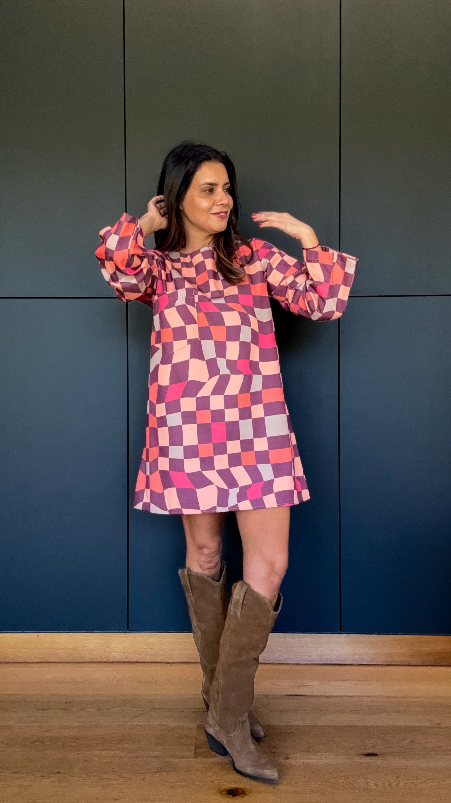Vestido Denim Cuadros