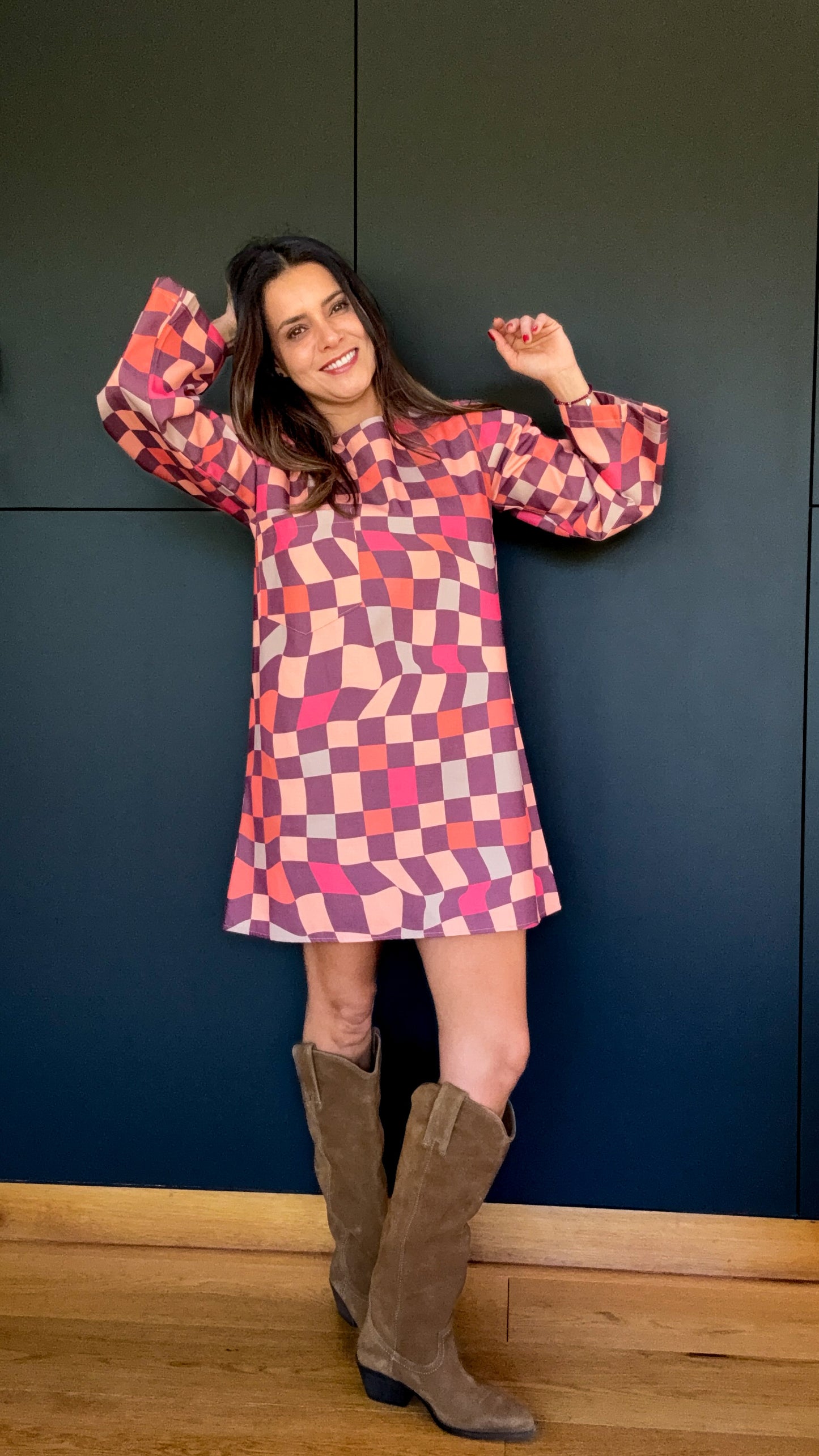 Vestido Denim Cuadros