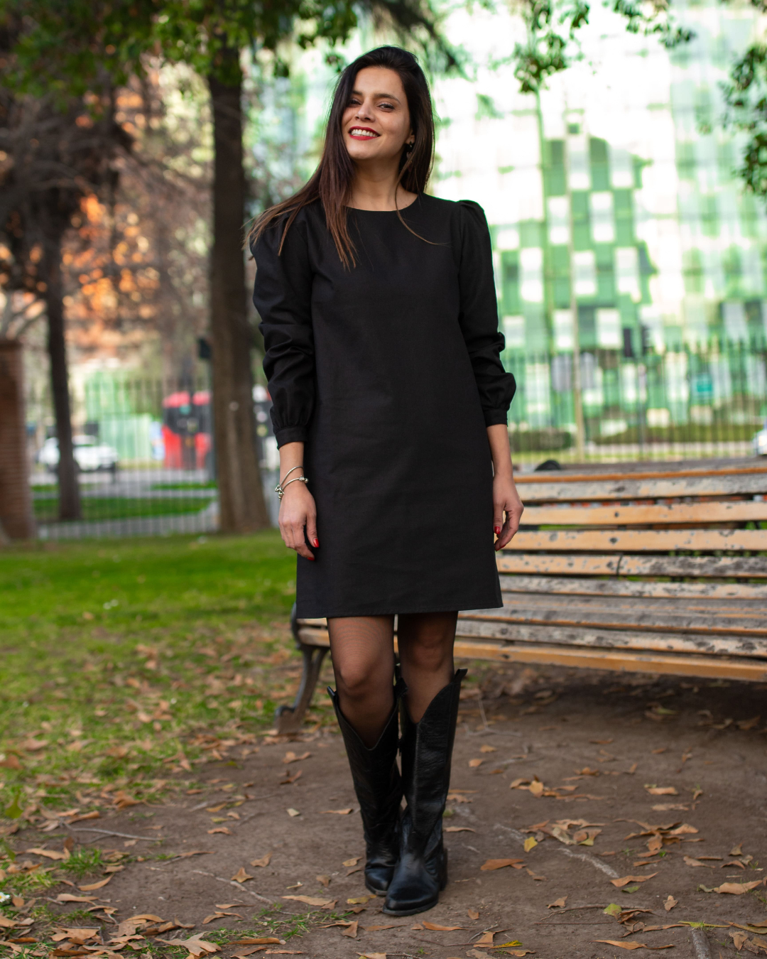 Vestido Ana Lino cuello redondo