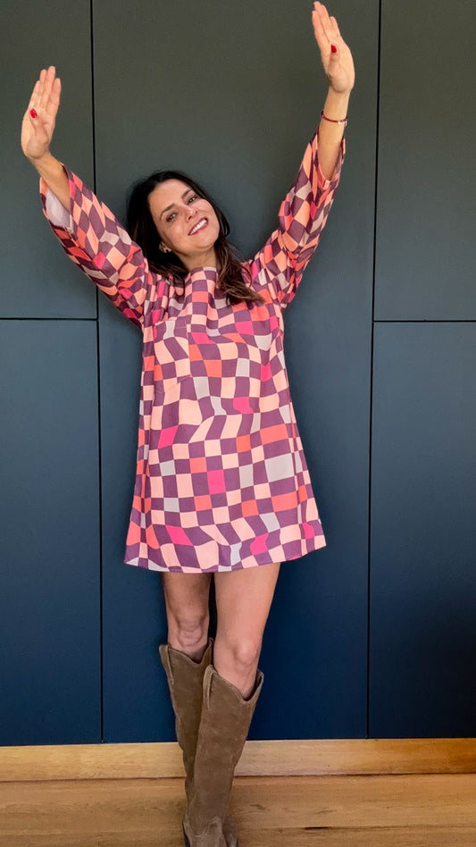 Vestido Denim Cuadros