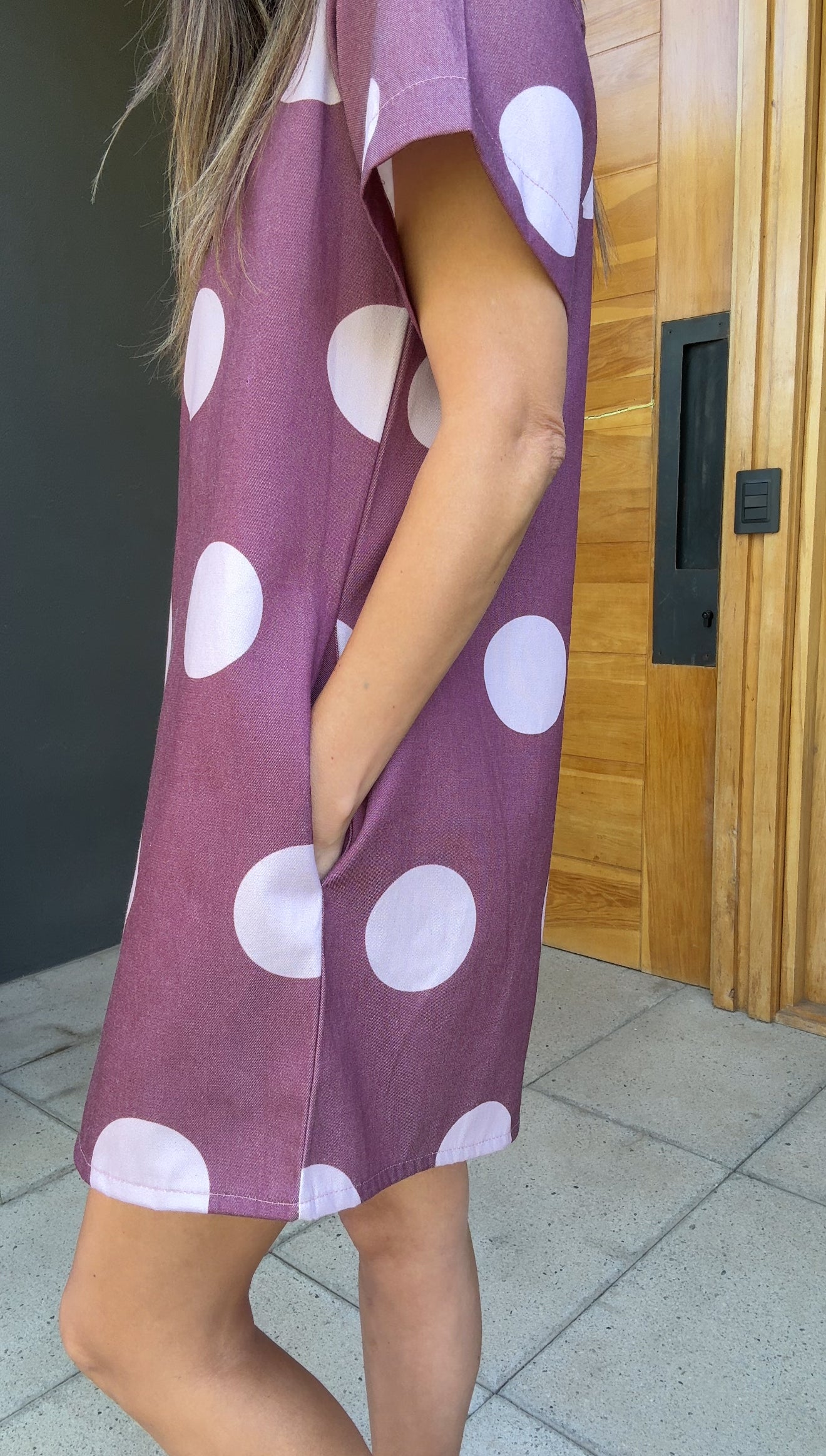 Vestido Denim Lunares Rosa