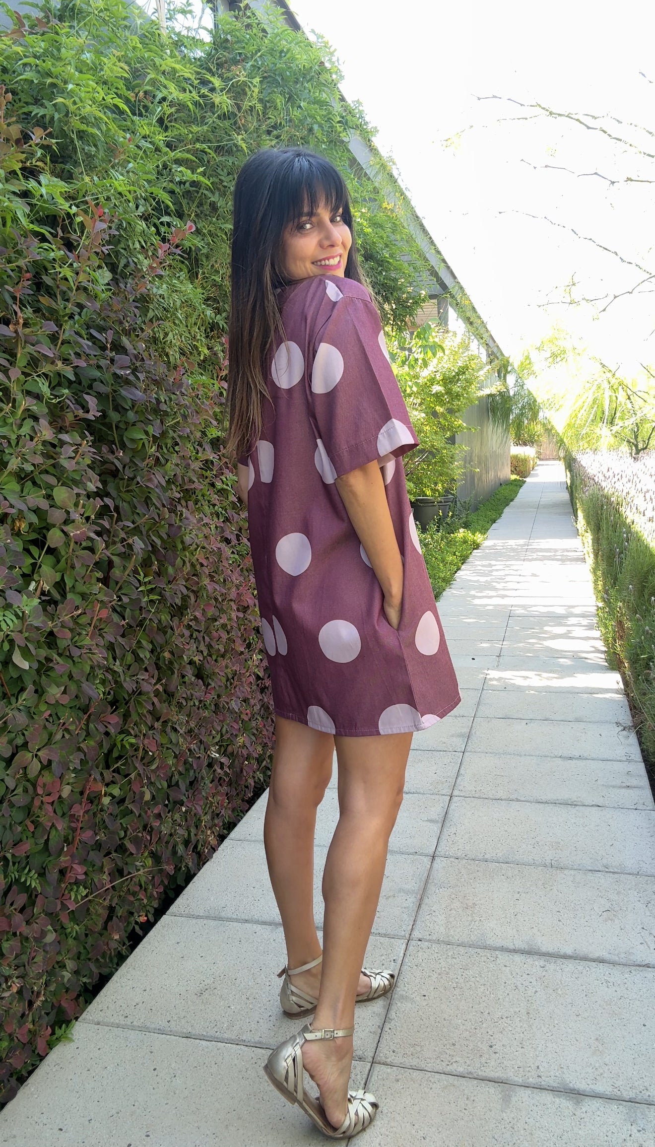 Vestido Denim Lunares Rosa